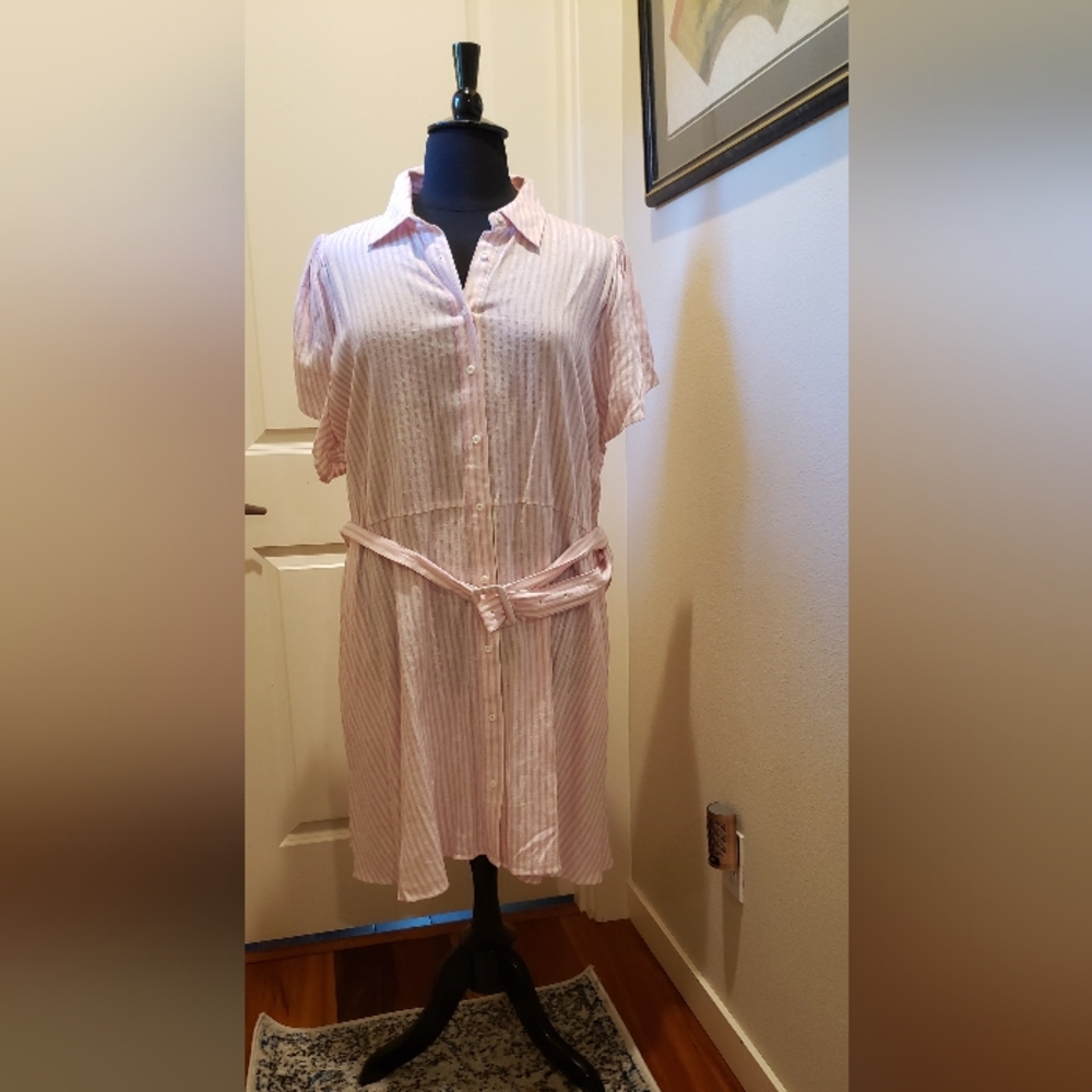 Alexis For Target Pink Candy Striped Short Sleeve Shirtwaist Dress with Belt